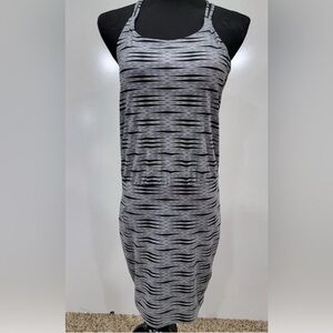 Chic Sleeveless Black and Gray Striped Dress